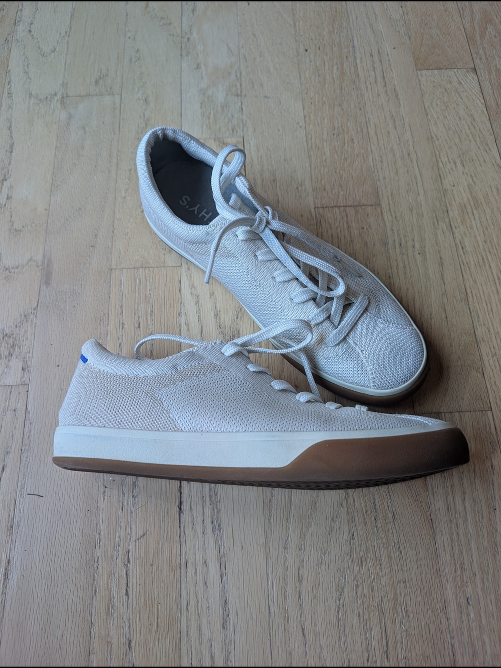 Rothy's White Knit Sneakers with Brown Gum Sole